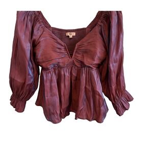 Mermaid‎ Goth Fall Shimmer Smocked Top Women L Entro Party Travel